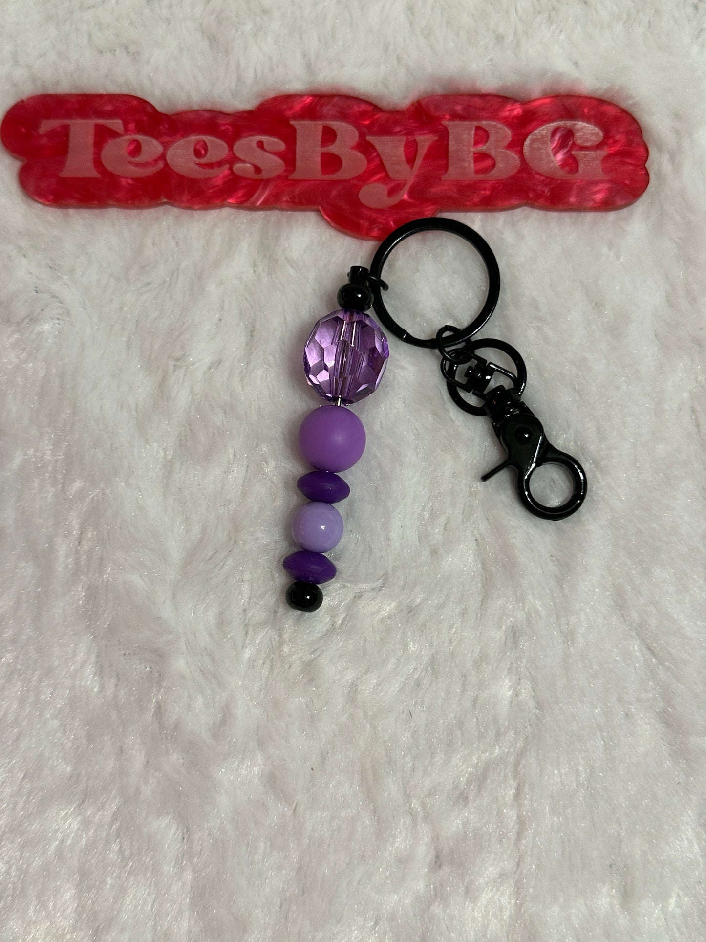 Purple Geo on Black Keychain