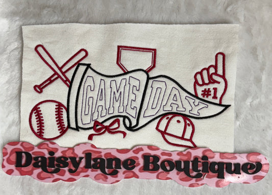 Baseball Game Day Pennant Embroidery