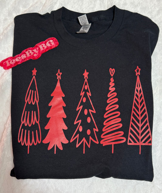 Red Doodle Trees - Long Sleeve