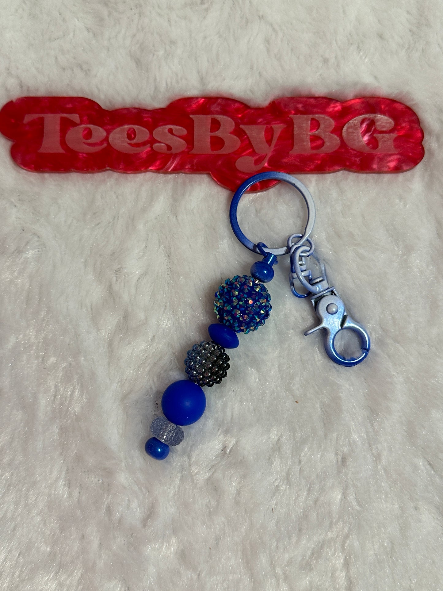 Royal Blue on Tie Dye Blue Keychain