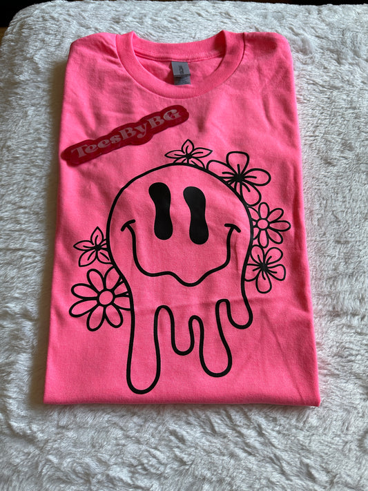 Dippy Floral Smiley Face -  Short Sleeve