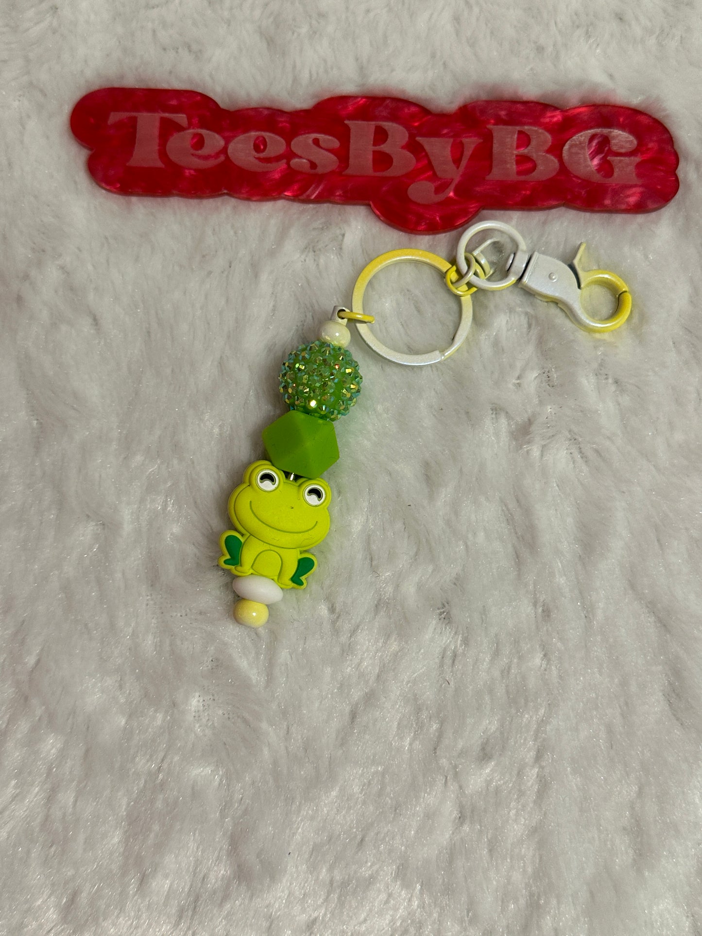 Frog on Green Tie Dye Keychain