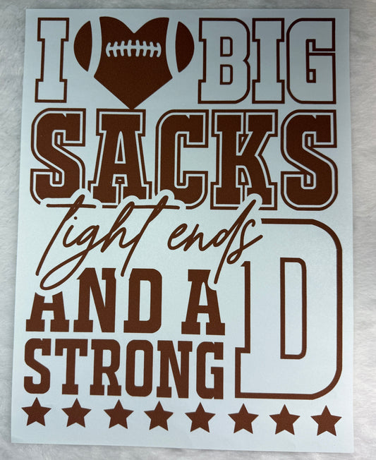 I Love Big Sacks, tight ends & a strong D