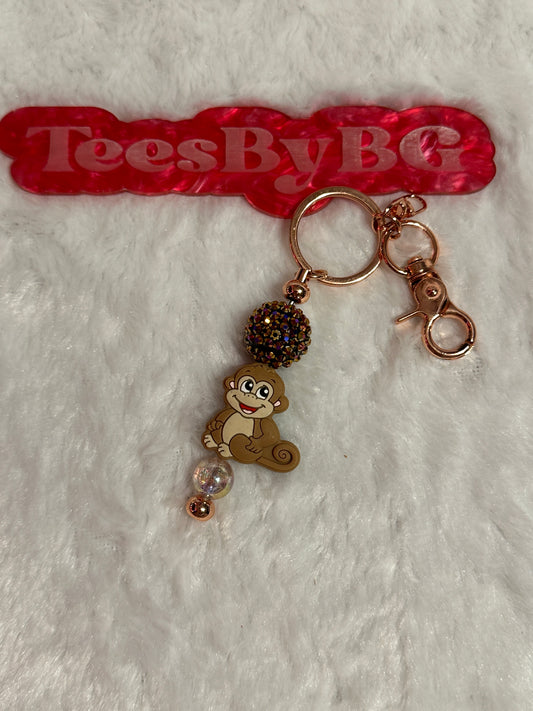 Monkey on Rose Gold Keychain