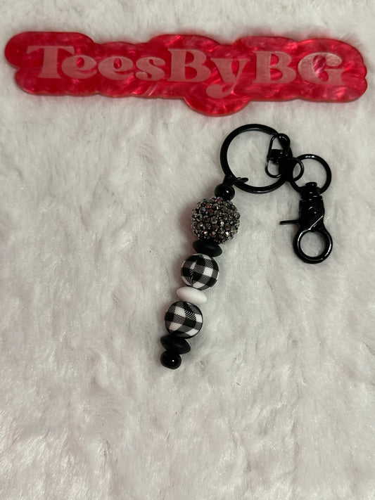 Black Plaid on Black Keychain