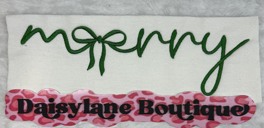 Merry with bow Embroidery