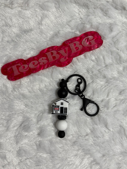 Sold House on Black Keychain