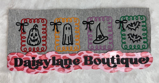 Halloween Icons in Curly Frames Embroidery