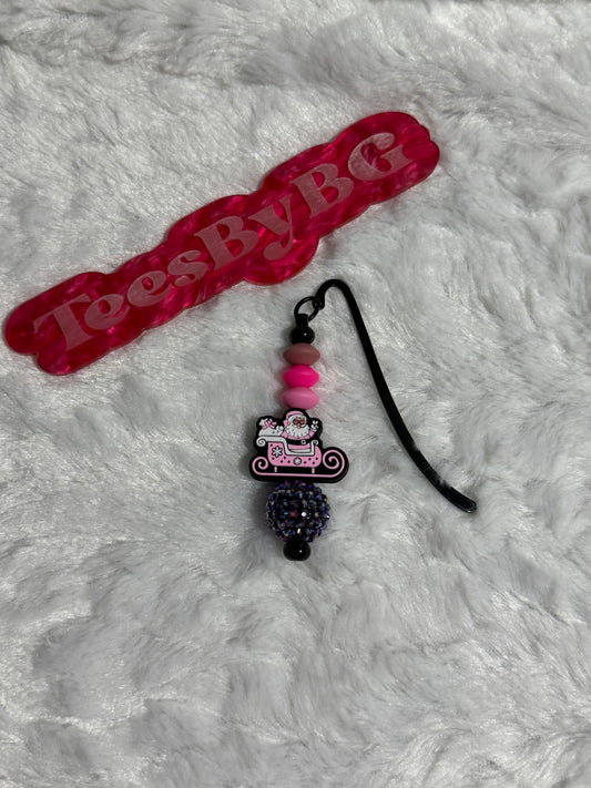 Pink Santa Sleigh Bookmark