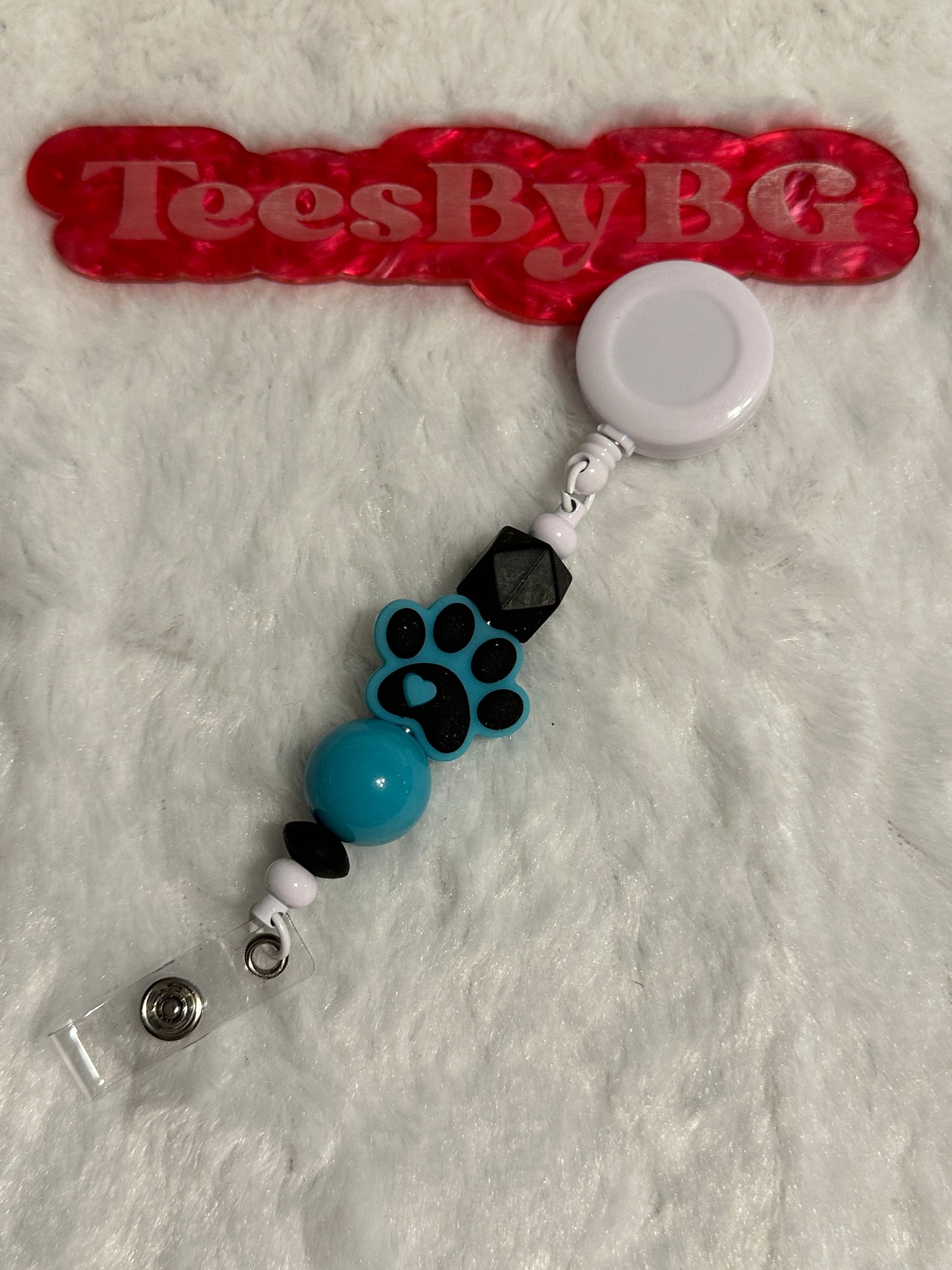 Blue Paw Print Badge Reel