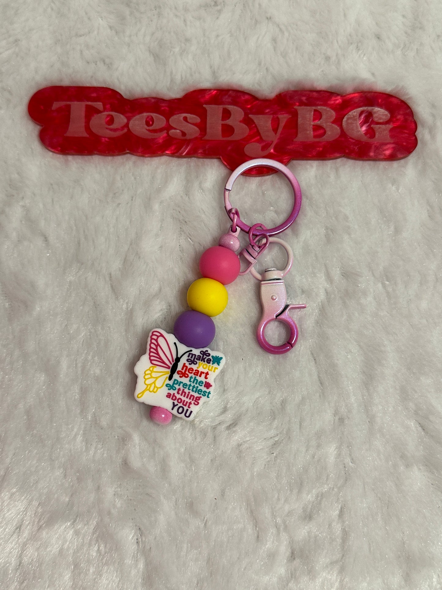 Make your heart on Tie Dye Pink Keychain