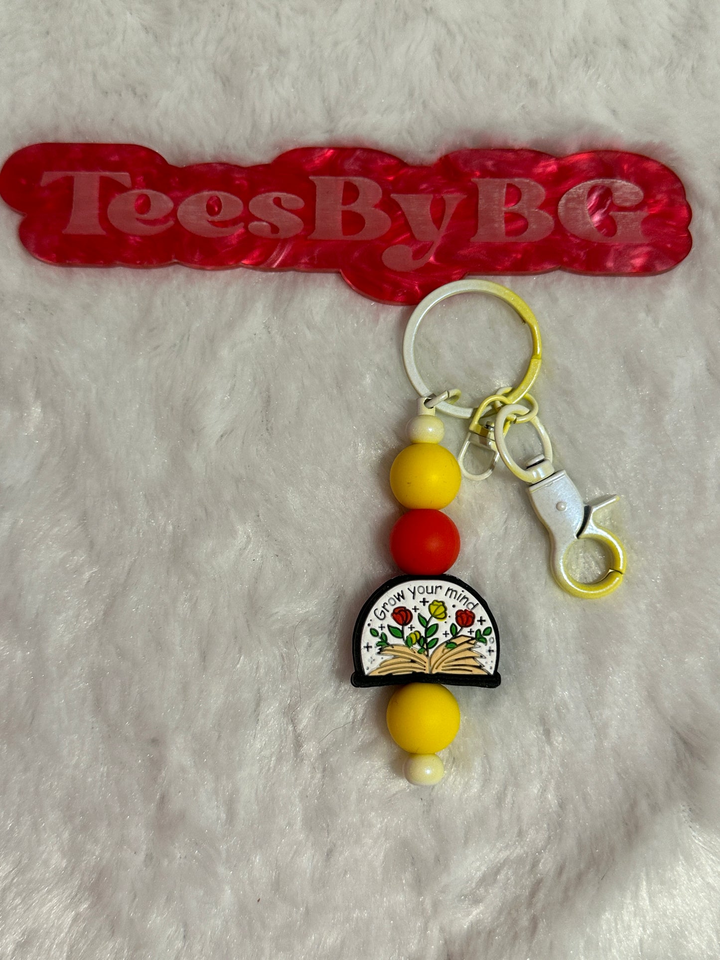 Grow your mind on Tie Dye Yellow Keychain