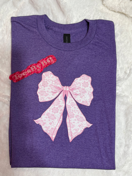 Pink Lace Bow - Short Sleeve