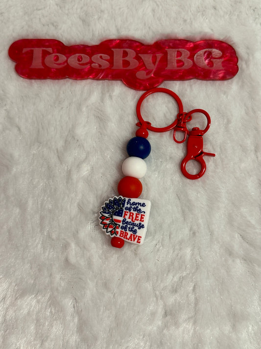 Home of the free on Red Keychain