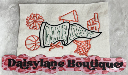 Basketball Game Day Pennant Embroidery