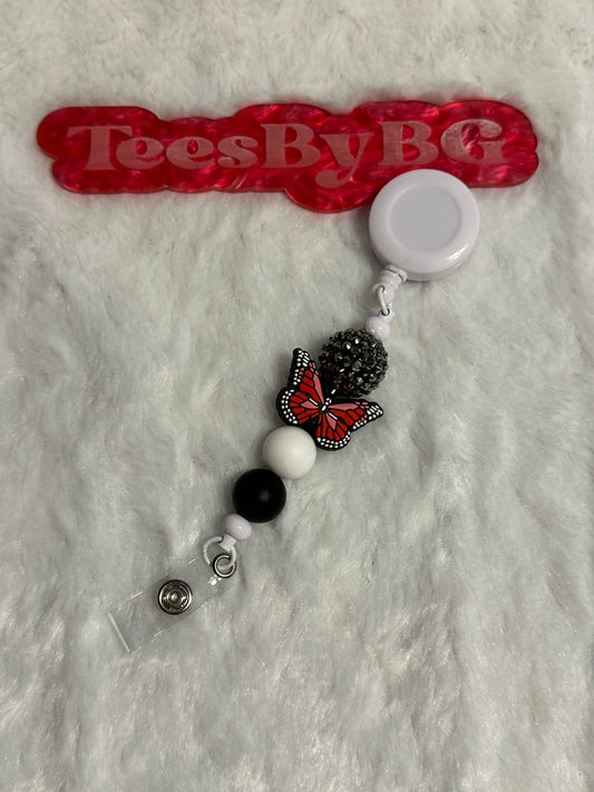 Red Butterfly Badge Reel