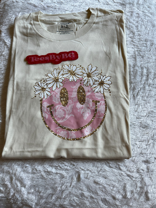 Floral smiley face  -  Short Sleeve