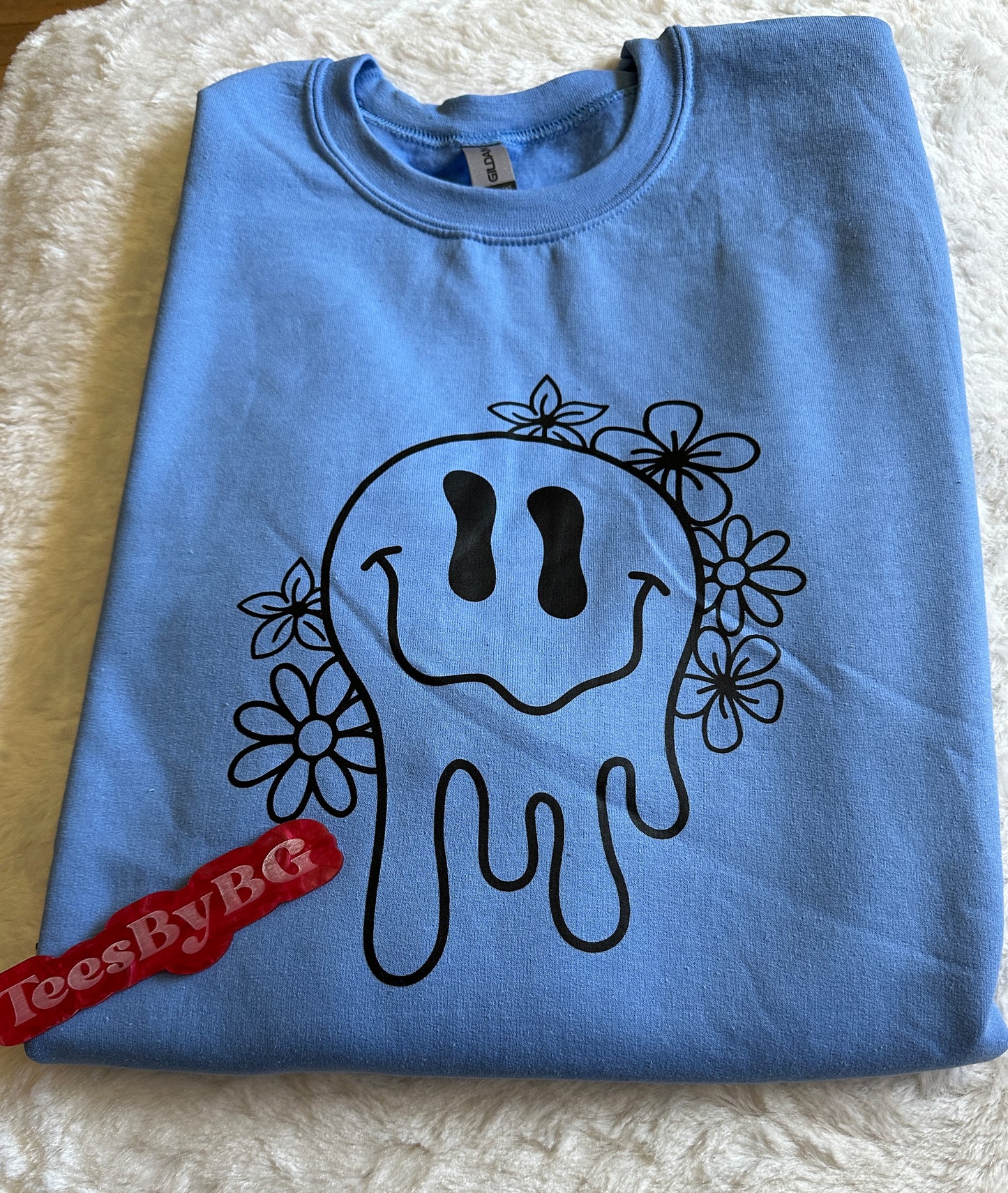 Drippy Floral Smiley Face - Crewneck