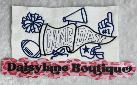 Football Game Day Pennant Embroidery